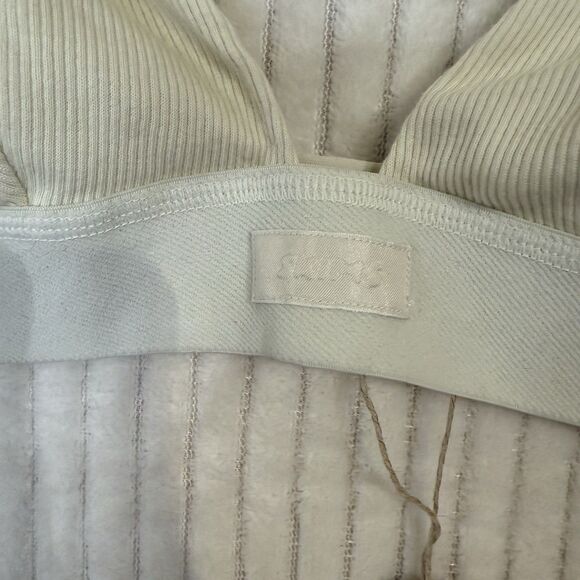 Skims Rib Cotton Plunge Bralette Logo Wireless Bra Size XXS Color Bone NWT - Picture 6 of 9